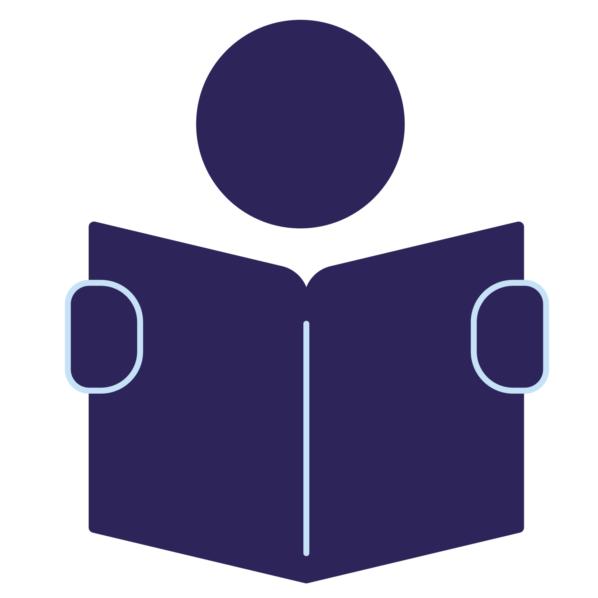 Piktogramm eines Menschen, der ein Buch liest